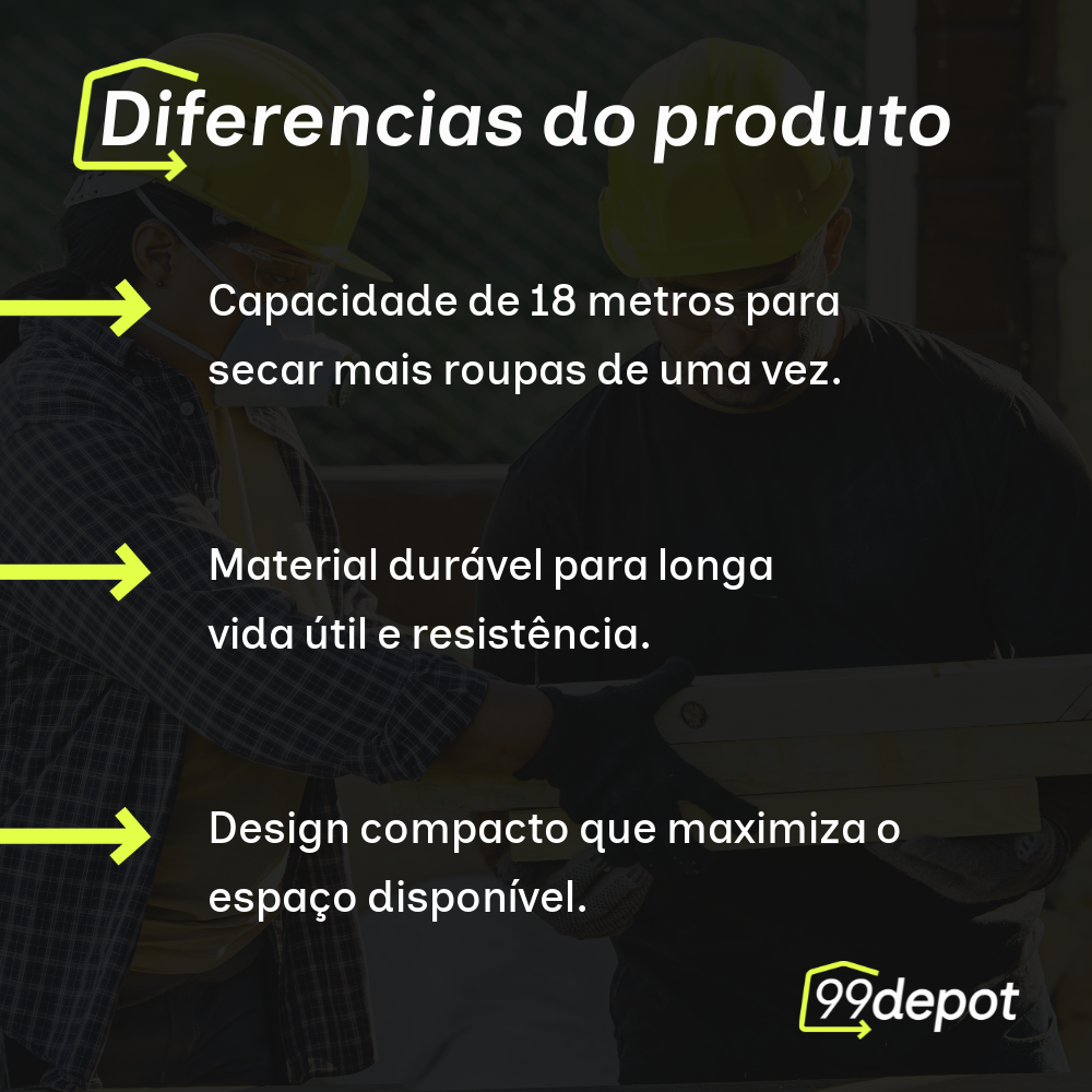 Varal de Parede com 18 Metros Stick - Secalux