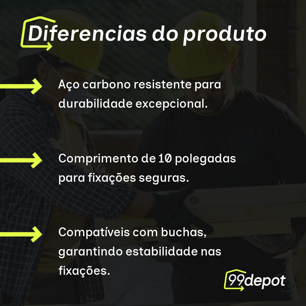 Parafuso Phillips com Bucha 10" 100 Unidades