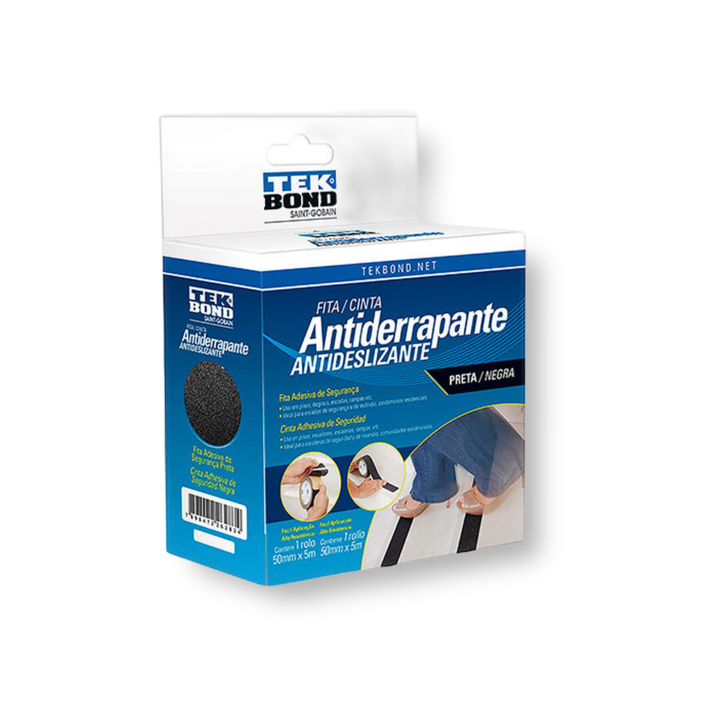 Fita Antiderrapante 5m x 50mm Preta - Tekbond