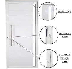 Porta Lambril Branca L25 210 x 100 com Visor Puxador - 99depot